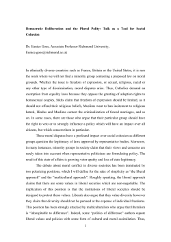 1 Democratic Deliberation and the Plural Polity: Talk as a