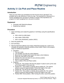 Activity 3.1.2a Pick and Place Routine