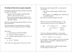 The ElGamal Public Key Encryption Algorithm