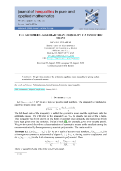 THE ARITHMETIC-ALGEBRAIC MEAN INEQUALITY VIA