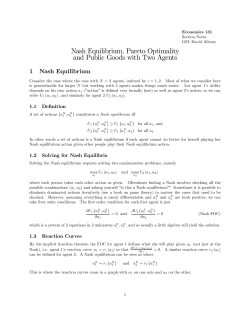 Nash Equilibrium, Pareto Optimality and Public Goods with Two