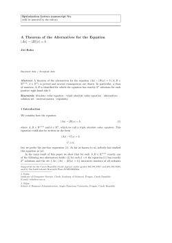 A Theorem of the Alternatives for the Equation |Ax|&minus;|B