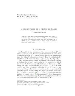 A SHORT PROOF OF A RESULT OF NAGEL 1. Introduction Let V1
