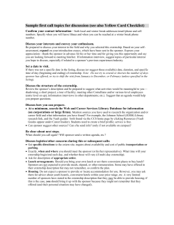 Sample first call topics for discussion