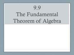 9.9 The Fundamental Theorem of Algebra