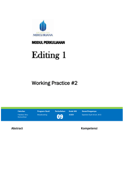 MODUL PERKULIAHAN Editing 1 Working Practice #2