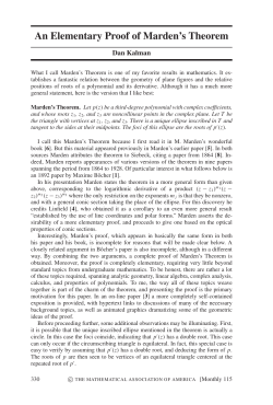 An Elementary Proof of Marden`s Theorem