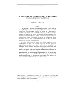 the mask of virtue: theories of aretaic legislation in a public choice