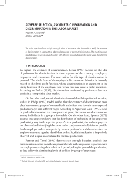 adverse selection, asymmetric information and discrimination