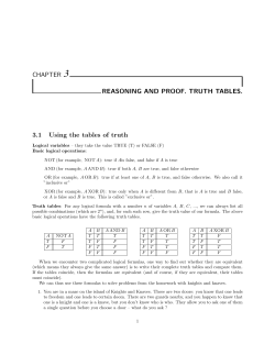 CHAPTER 3 REASONING AND PROOF. TRUTH