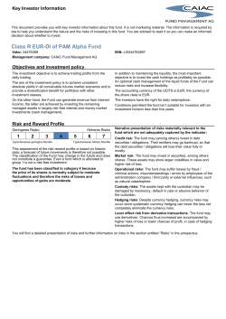 Class R EUR-DI of PAM Alpha Fund - AIF | Alternativ Invest Finance