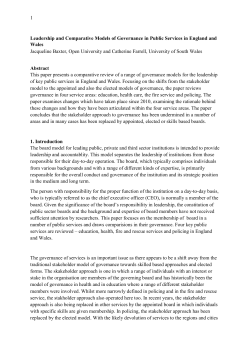 Leadership and Comparative Models of Governance in Public