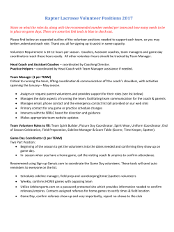 Raptor Lacrosse Volunteer Positions 2017