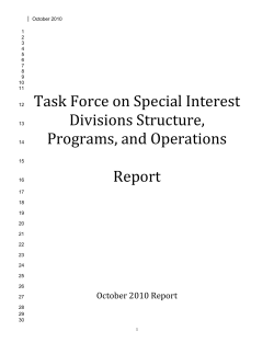 Task Force on Special Interest Divisions Structure, Programs, and