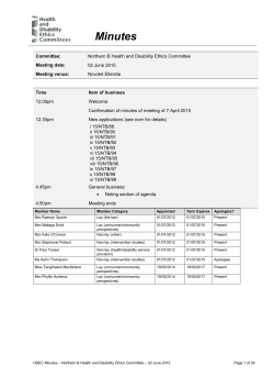 Committee - Health and Disability Ethics Committees