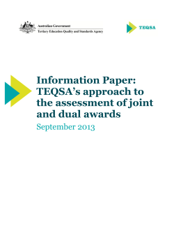 Information Paper: TEQSA`s approach to the assessment of joint and