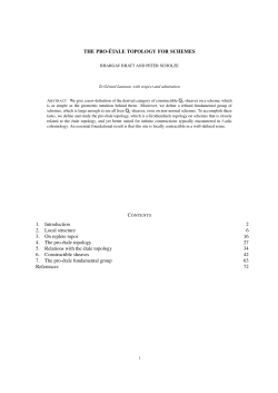 THE PRO- &acute;ETALE TOPOLOGY FOR SCHEMES 1. Introduction 2 2