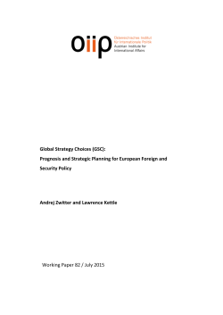 Global Strategy Choices (GSC): Prognosis and Strategic