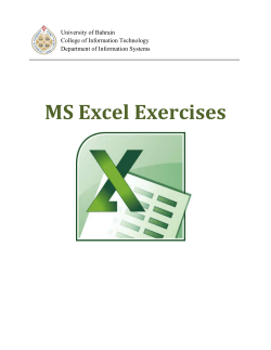 MS Excel Exercises Exercise 1