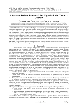 A Spectrum Decision Framework For Cognitive Radio Networks