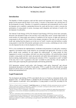 The First Draft of the National Youth Strategy 2015