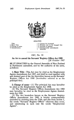 1967 No 30 Employment Agents Amendment