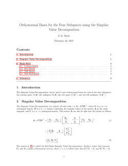 Orthonormal Basis for the Four Subspaces using the Singular Value