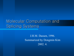 Molecular Computation and Splicing Systems