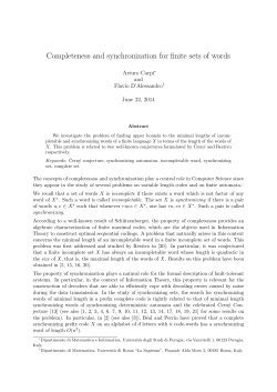 Completeness and synchronization for finite sets of words