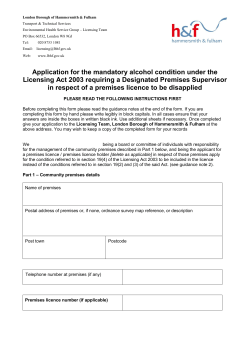 Application for the mandatory alcohol condition to be disapplied