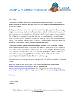 Sponsor Letter - Lincoln Girls Softball Association