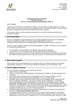 Additional Competition Information for Physiotherapist