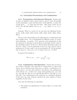 4.3. Generalized Permutations and Combinations 4.3.1