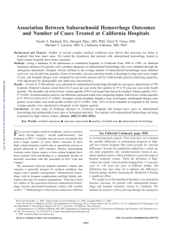 Association Between Subarachnoid Hemorrhage Outcomes and