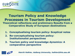Knowledge Processes in Tourism Development Towards