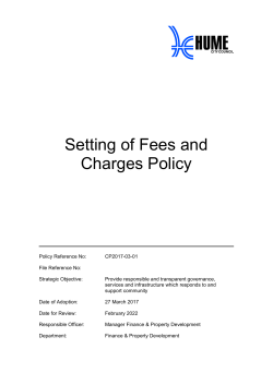 Setting of Fees and Charges Policy Setting of Fees and Charges