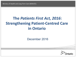 Patients First: A Strategy for Better Access, Coordination and Results