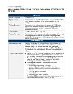 Director for operational test and evaluation, Department of defense