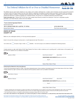 Tax Deferral Affidavit Over 65 Disabled Homeowner
