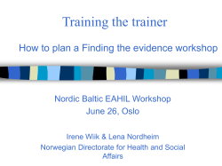 Training the trainer - EAHIL-European Association for Health