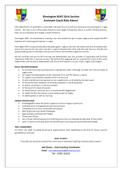 Dinnington RUFC Girls Section Assistant Coach Role Advert