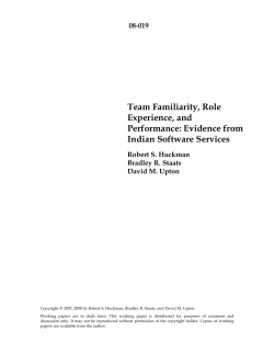 Team Familiarity, Role Experience, and Performance