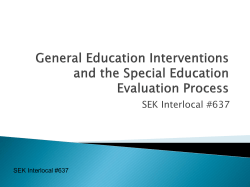 Changes to the Special Education Evaluation and Eligibility Processes