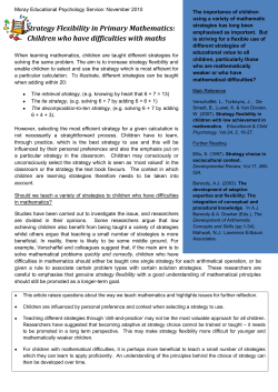 Strategy Flexibility in Primary Mathematics: Children who have