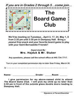 Board Game Club - St. Bernadette Parish and School