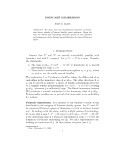 POINCAR&Eacute; IMMERSIONS 1. Introduction Assume that V n and Nn
