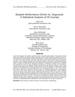 Student Performance Online Vs. Onground: A Statistical Analysis of