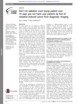 DonTt let radiation scare trump patient care: 10 ways