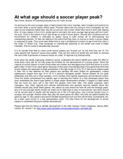 At what age should a soccer player peak?