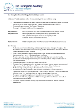 Main Scale Teacher (Second in Charge)